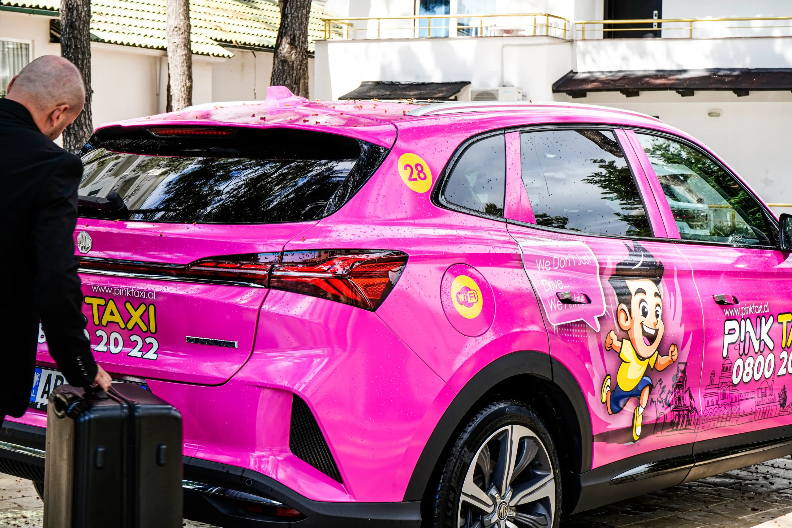 Pink Taxi Vehicle